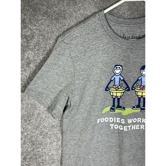 Life Is Good FOODIES WORKING TOGETHER Vintage Tee T-Shirt Mens Size Medium Gray‎ - Picture 6 of 14